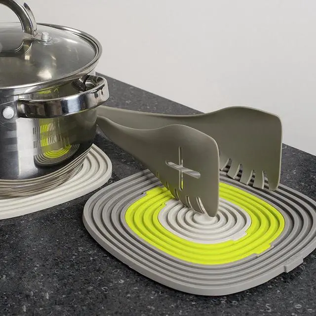 Alt view image 5 of 6 - 3in1 Silicone Coasters Hot Pads Heat Resistant Trivets for Hot Pots Pans Cups