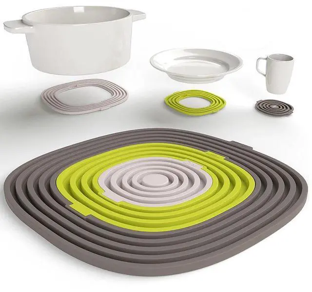 Main image of 3in1 Silicone Coasters Hot Pads Heat Resistant Trivets for Hot Pots Pans Cups