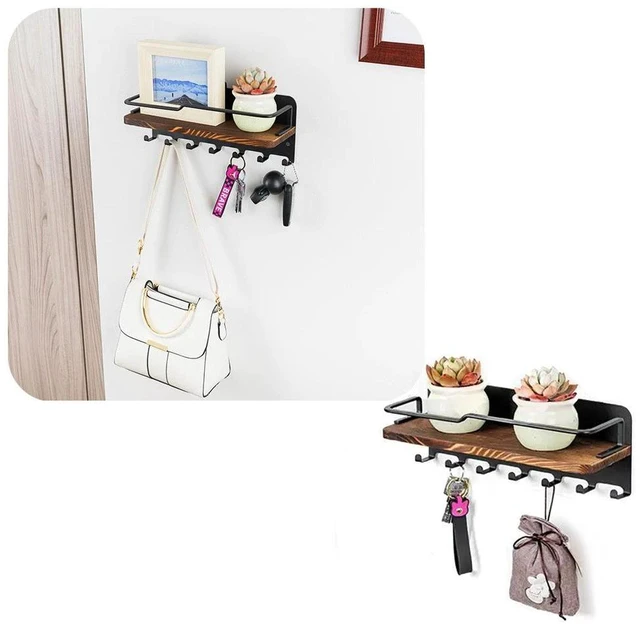 Alt view image 4 of 5 - Key Holder Wall Key Rack 7 Hook Mail Organizer Stand Shelf Coat Hanger