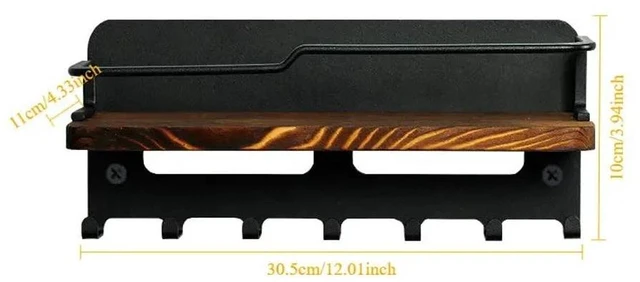 Alt view image 5 of 5 - Key Holder Wall Key Rack 7 Hook Mail Organizer Stand Shelf Coat Hanger