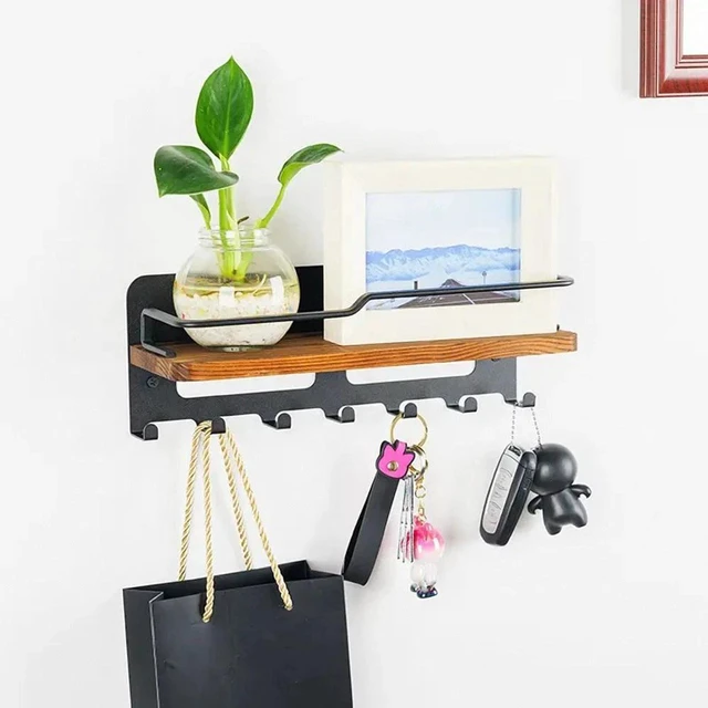 Main image of Key Holder Wall Key Rack 7 Hook Mail Organizer Stand Shelf Coat Hanger