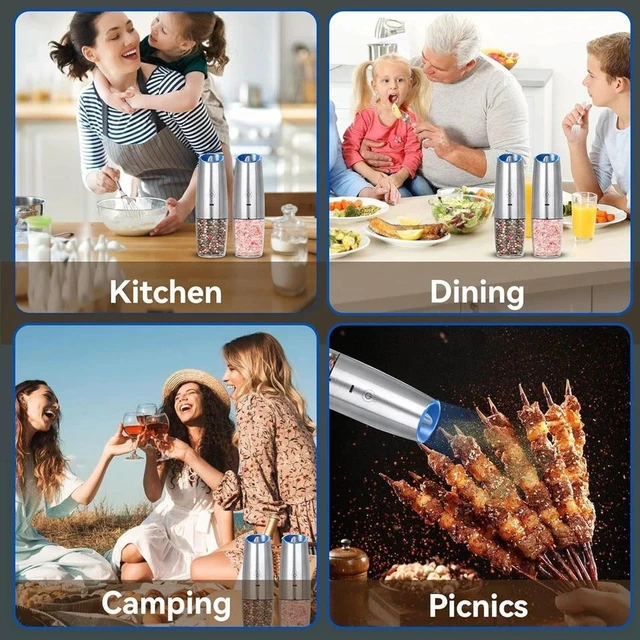 Alt view image 7 of 7 - Electric Salt and Pepper Grinder Set of 2 USB Rechargeable Durable Modern Style