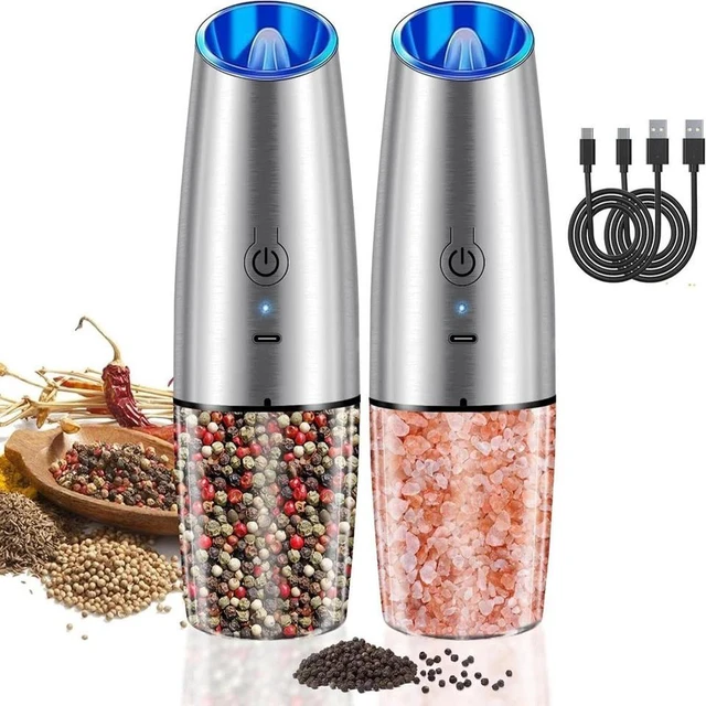 Alt view image 2 of 7 - Electric Salt and Pepper Grinder Set of 2 USB Rechargeable Durable Modern Style