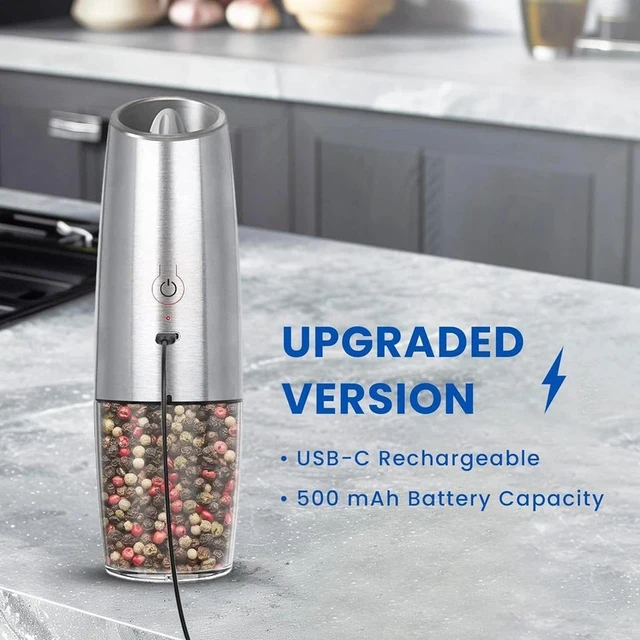 Alt view image 4 of 7 - Electric Salt and Pepper Grinder Set of 2 USB Rechargeable Durable Modern Style