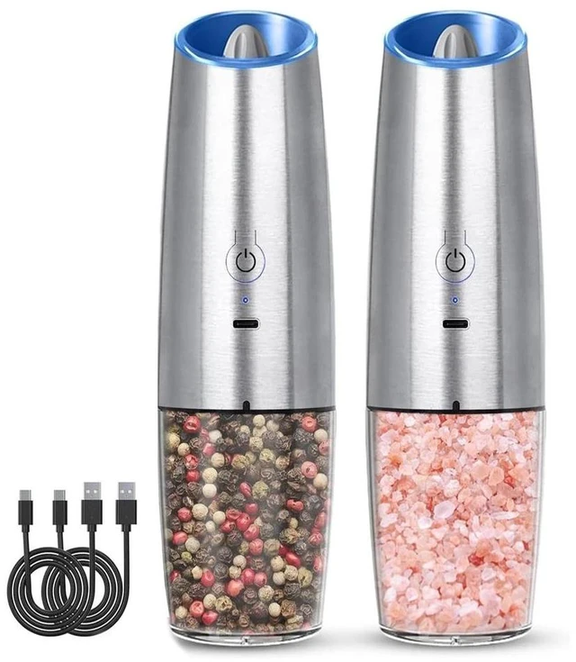 Main image of Electric Salt and Pepper Grinder Set of 2 USB Rechargeable Durable Modern Style