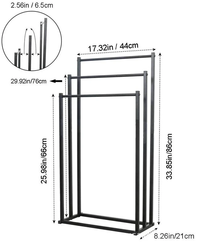 Alt view image 7 of 7 - Free Standing Towel Rack Holder 3 Tier Metal for Bathroom Hand Towel Shelf