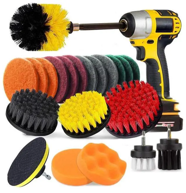 Main image of Drill Brush Attachment Set 22 Pieces for Power Drill Kitchen Cleaning Car Waxing