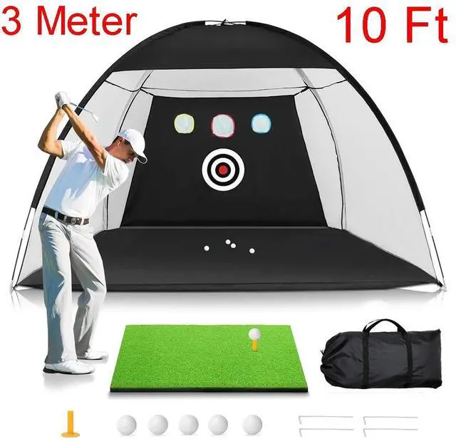 Main image of Golf Practice Hitting Net Ball Turf Tee Set for Indoor Backyard Portable 3M 10Ft