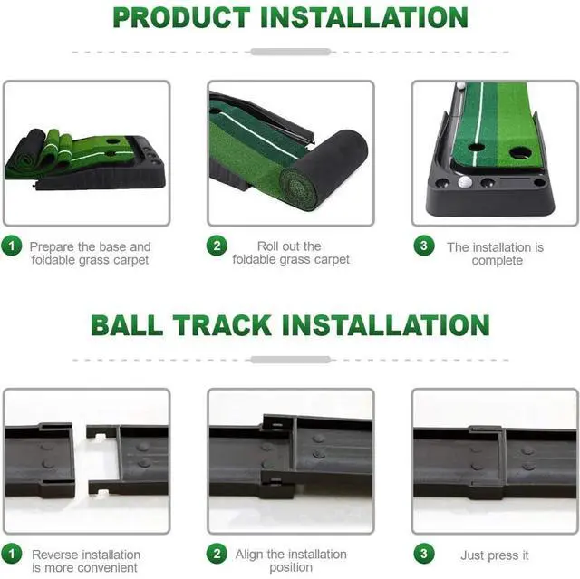 Alt view image 6 of 7 - Indoor Golf Putting Green Golf Training Putting Mat Tracks With Auto Ball Return