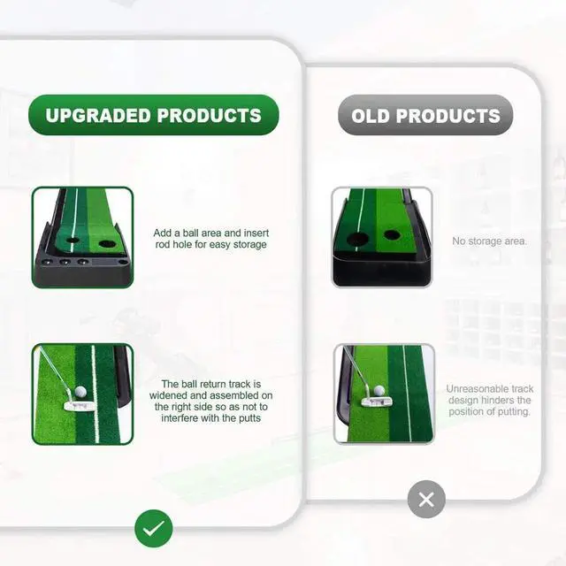 Alt view image 7 of 7 - Indoor Golf Putting Green Golf Training Putting Mat Tracks With Auto Ball Return