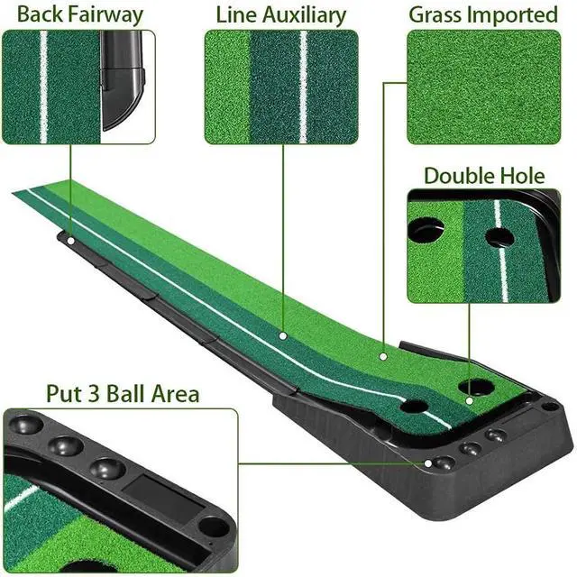 Alt view image 4 of 7 - Indoor Golf Putting Green Golf Training Putting Mat Tracks With Auto Ball Return