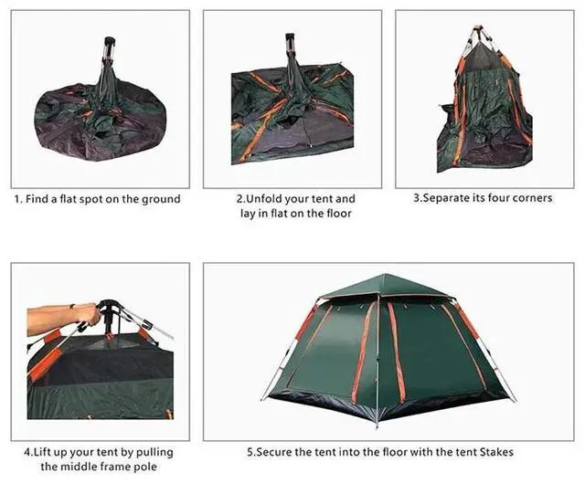 Alt view image 5 of 7 - Camping Popup Tent Water Resistant Windproof Dome Hiking 5 People Family Easy