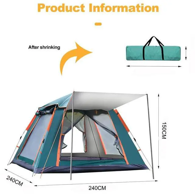 Alt view image 7 of 7 - Camping Popup Tent Water Resistant Windproof Dome Hiking 5 People Family Easy