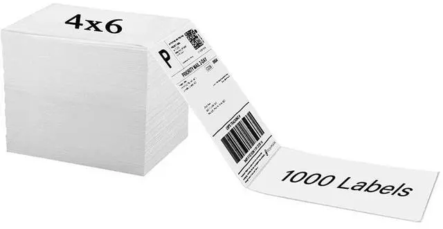 Alt view image 2 of 4 - Direct Thermal Shipping Label 1000 Labels / Stack Fanfold 4 x 6 Inch Fan Fold