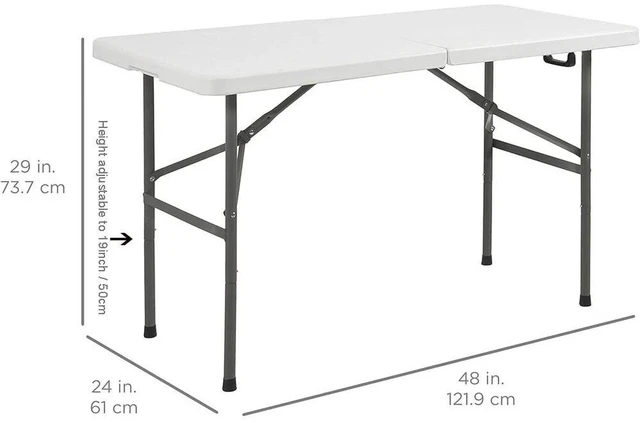 Alt view image 5 of 7 - Foldable Table Height Adjustable Heavy Duty Indoor Outodoor Picnic Camping 4Ft
