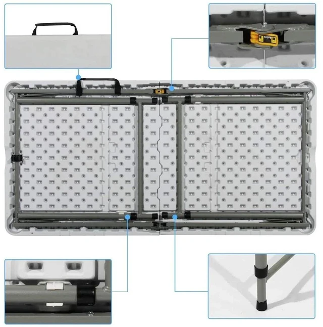Alt view image 6 of 7 - Foldable Table Height Adjustable Heavy Duty Indoor Outodoor Picnic Camping 4Ft