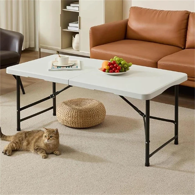 Alt view image 4 of 7 - Foldable Table Height Adjustable Heavy Duty Indoor Outodoor Picnic Camping 4Ft