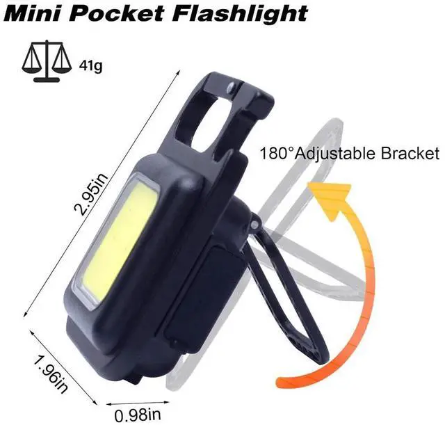 Alt view image 4 of 7 - COB LED Flashlight Keychain 500 Lumens Mini Portable Rechargeable Magnet
