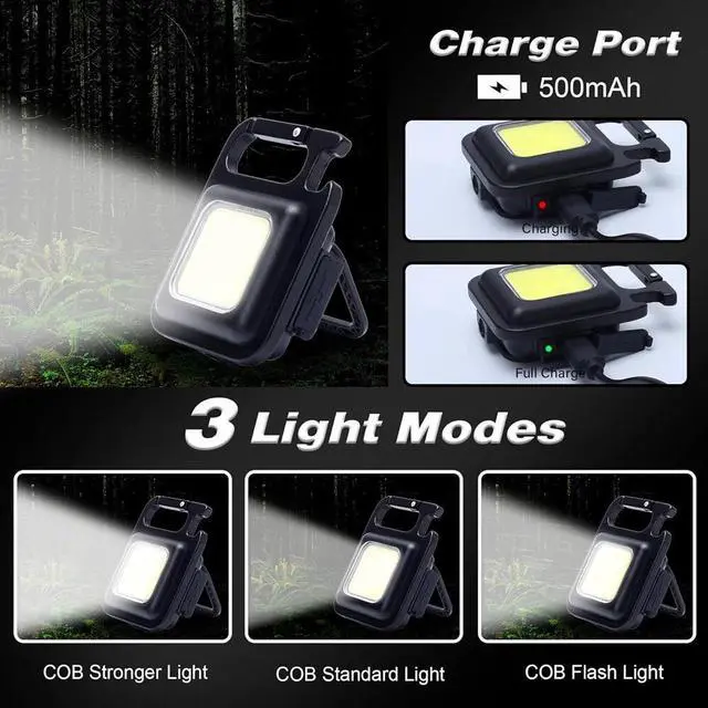 Alt view image 6 of 7 - COB LED Flashlight Keychain 500 Lumens Mini Portable Rechargeable Magnet