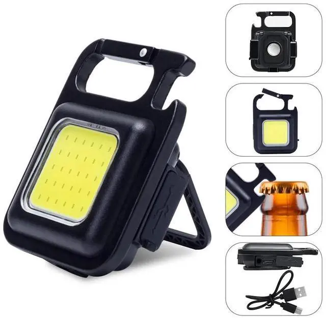 Alt view image 2 of 7 - COB LED Flashlight Keychain 500 Lumens Mini Portable Rechargeable Magnet