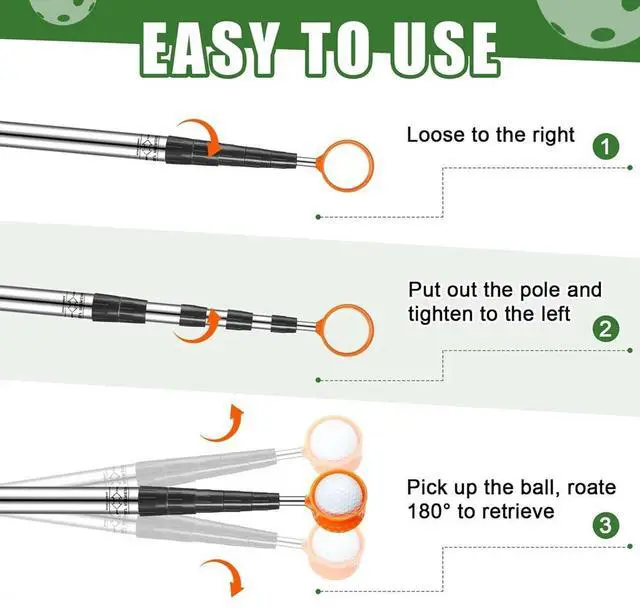 Alt view image 5 of 7 - Golf Ball Retriever Aluminum Alloy Shaft Telescopic Picker Extandable 18 Ft