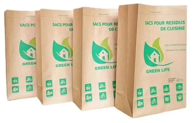 Alt view image 3 of 6 - Compostable Bags for Kitchen Food Waste Biodegradable Kraft Paper 30 Bags