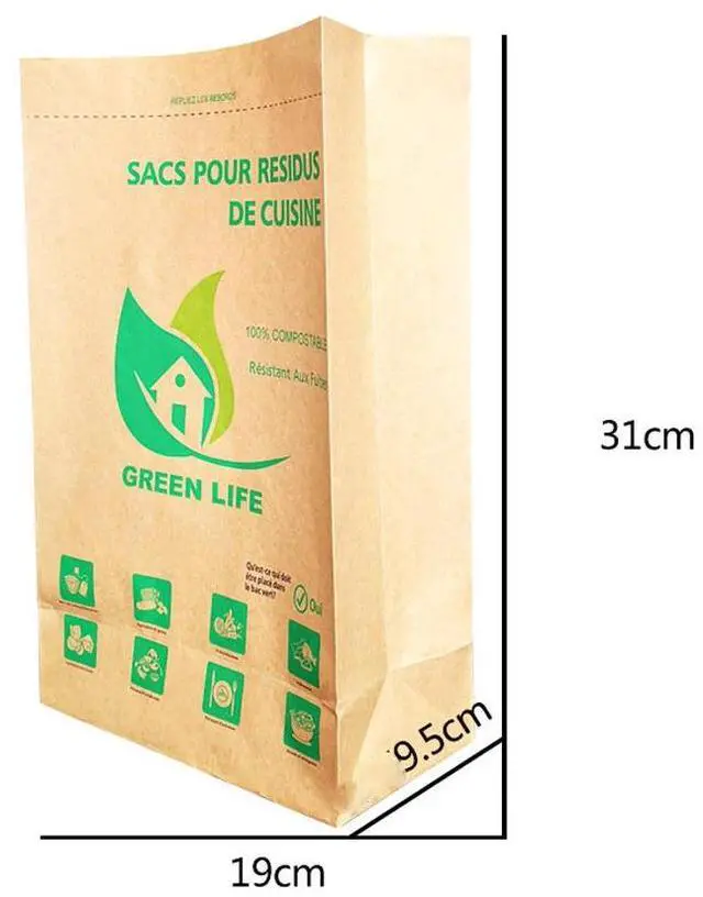 Alt view image 6 of 6 - Compostable Bags for Kitchen Food Waste Biodegradable Kraft Paper 30 Bags