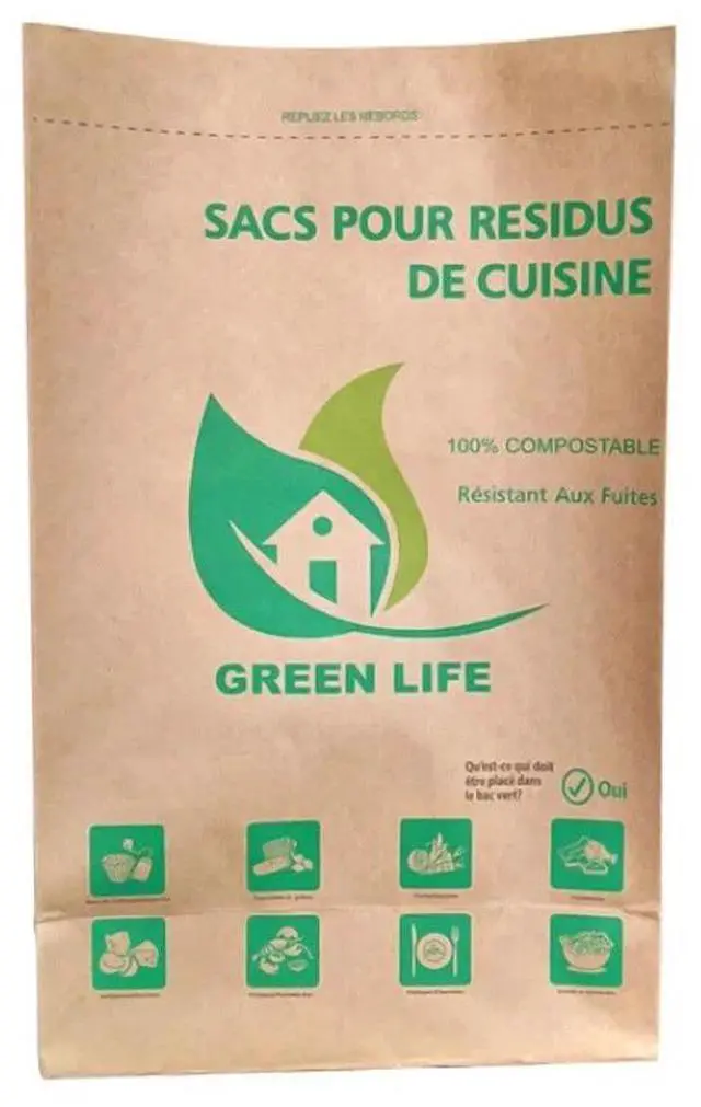 Alt view image 2 of 6 - Compostable Bags for Kitchen Food Waste Biodegradable Kraft Paper 30 Bags