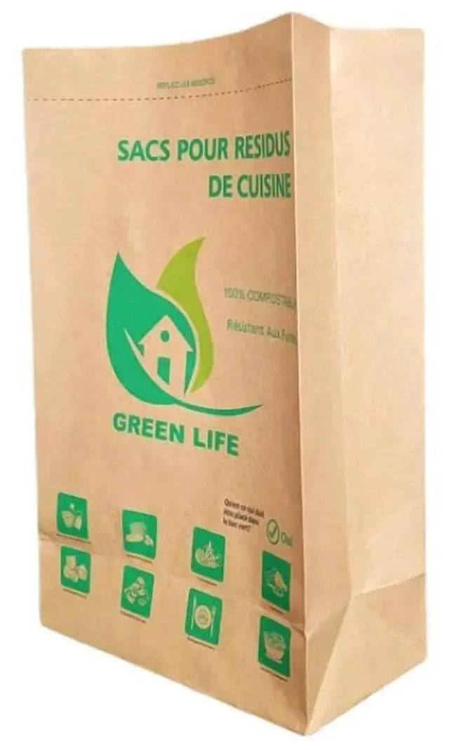 Main image of Compostable Bags for Kitchen Food Waste Biodegradable Kraft Paper 30 Bags