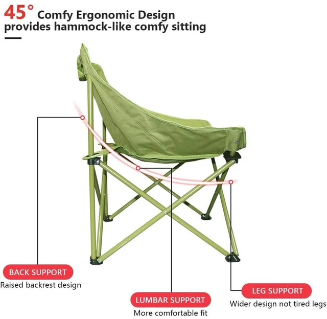 Alt view image 6 of 7 - Camping Chair Folding Moon Chairs Ergonomic Comfy Camping Chair Portable