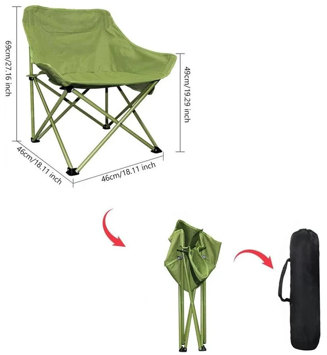 Alt view image 4 of 7 - Camping Chair Folding Moon Chairs Ergonomic Comfy Camping Chair Portable