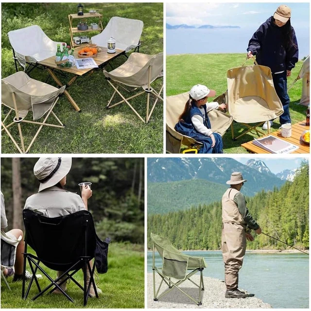 Alt view image 7 of 7 - Camping Chair Folding Moon Chairs Ergonomic Comfy Camping Chair Portable