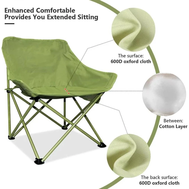 Alt view image 3 of 7 - Camping Chair Folding Moon Chairs Ergonomic Comfy Camping Chair Portable
