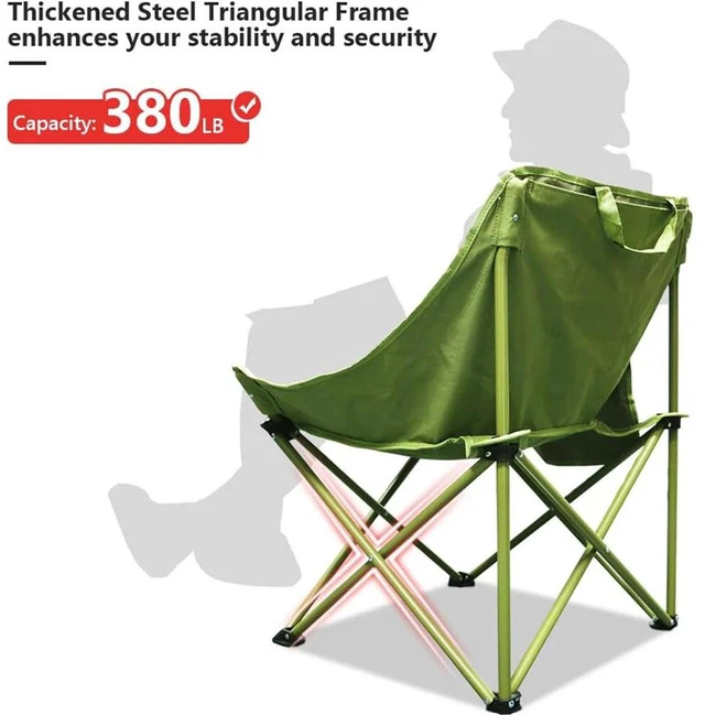 Alt view image 5 of 7 - Camping Chair Folding Moon Chairs Ergonomic Comfy Camping Chair Portable