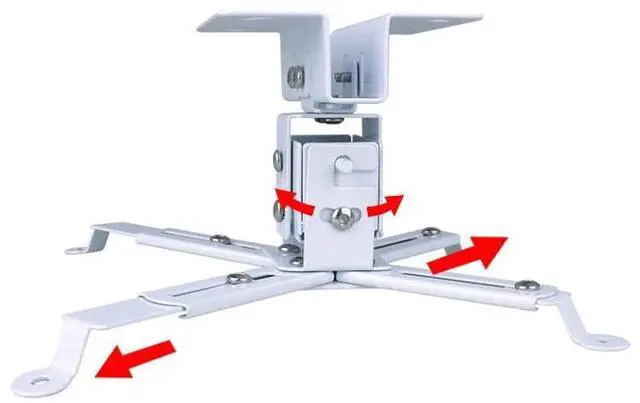 Alt view image 6 of 7 - WHITE Steel Projector Ceiling Mount Bracket LCD DLP Extendable Adjustable 44lbs