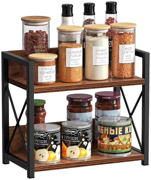 Alt view image 3 of 7 - Countertop Shelf Organizer 2 Tier Kitchen Spice Rack Office Table Organizer