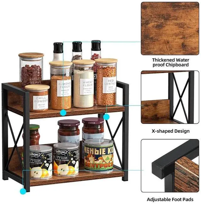 Alt view image 2 of 7 - Countertop Shelf Organizer 2 Tier Kitchen Spice Rack Office Table Organizer