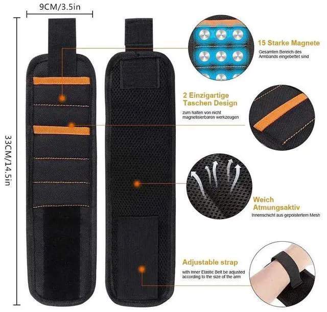Alt view image 5 of 6 - Magnetic Wristband Tool Belt with 15-Powerful Magnets Adjustable