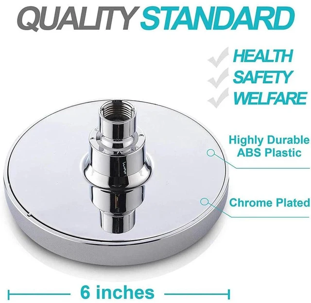 Alt view image 3 of 7 - High Pressure 6 Inch Shower Head Chrome Swivel Ball Joint Angle Adjustable