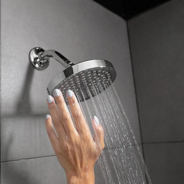 Alt view image 6 of 7 - High Pressure 6 Inch Shower Head Chrome Swivel Ball Joint Angle Adjustable