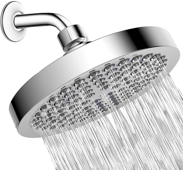 Main image of High Pressure 6 Inch Shower Head Chrome Swivel Ball Joint Angle Adjustable
