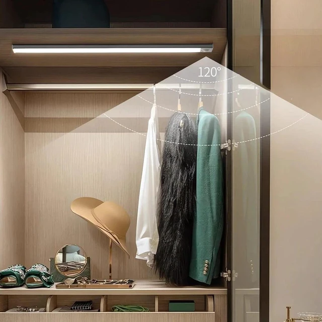 Alt view image 7 of 7 - 2 x LED Motion Sensor Cabinet Light Under Counter Closet Cordless Rechargable
