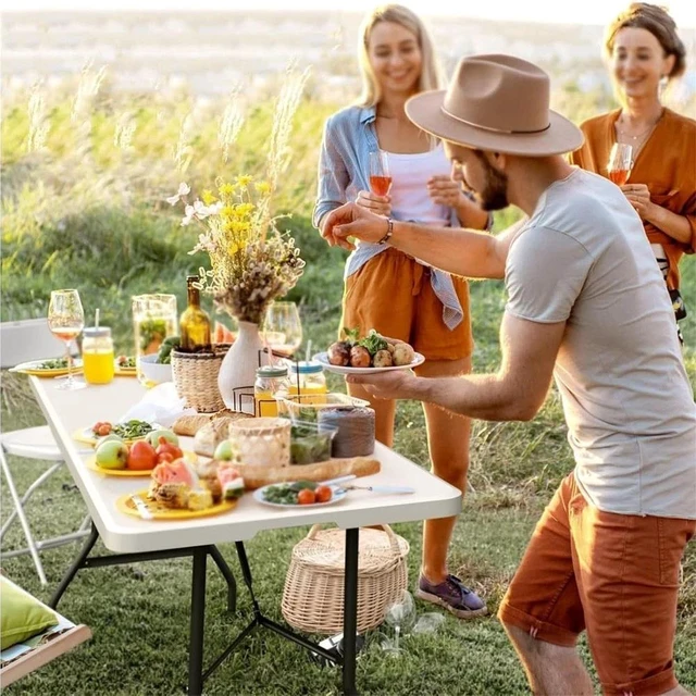 Alt view image 7 of 7 - Foldable Table Heavy Duty Indoor Outodoor Picnic Camping Dining Work Desk 6Ft