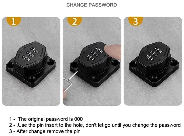 Alt view image 6 of 7 - Password Combination Cabinet Lock 3 Digit Password Drawer Lock Cabinet