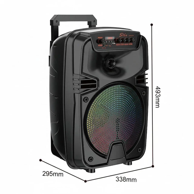 Alt view image 3 of 7 - Portable Bluetooth 12 Inch Speaker Subwoofer RGB LED Light Wireless & Wired Micr