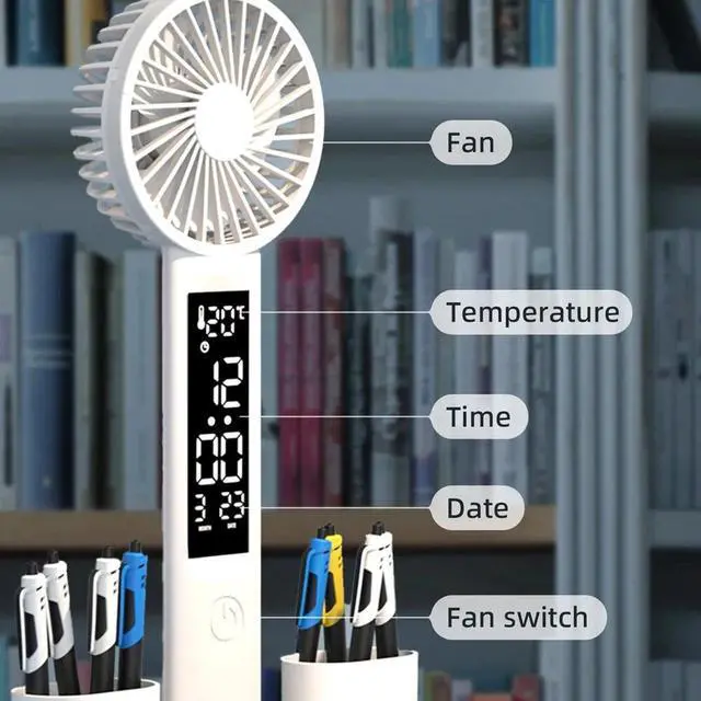 Alt view image 4 of 7 - LED Desk Lamp USB Dimmable Touch with Calendar Clock Mini Fan Table Night Light