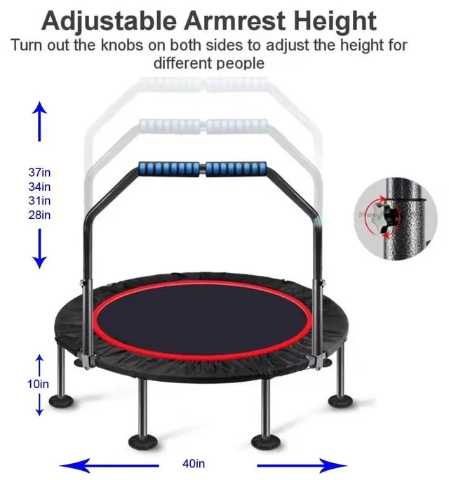Alt view image 6 of 7 - Trampoline 40 Inch Indoor Outdoor Home Fitness Exercise Foldable Rebounder