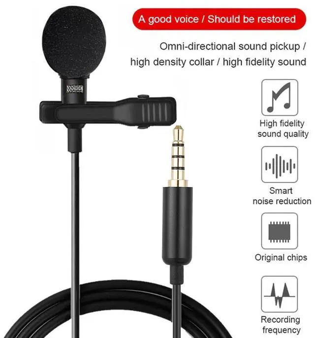Alt view image 2 of 7 - Lavalier Mic Mini Clip-on Ultimate Omnidirectional Portable Wired Microphone