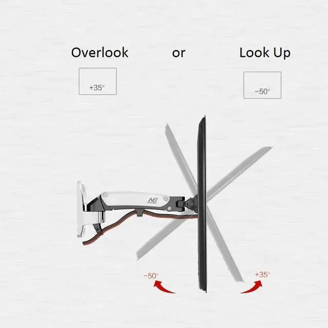 Alt view image 7 of 7 - Wall Mount Gas Strut Full Motion LED LCD Monitor Tilt Arm Bracket 19 - 27 in