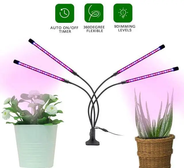 Alt view image 2 of 7 - 4 LED Grow Light Full Spectrum Plant Lights for Indoor Plants with Auto Timer